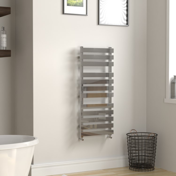 GRADE A1 - Perlo Chrome Heated Towel Rail - 1200 x 500mm