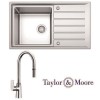 Taylor &amp; Moore Como Inset Reversible Drainer 1.0 Bowl Stainless Steel Sink &amp; Windermere Chrome Tap Pack