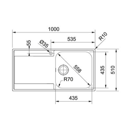 Single Bowl Chrome Stainless Steel Kitchen Sink with Right Hand Drainer - Franke Maris