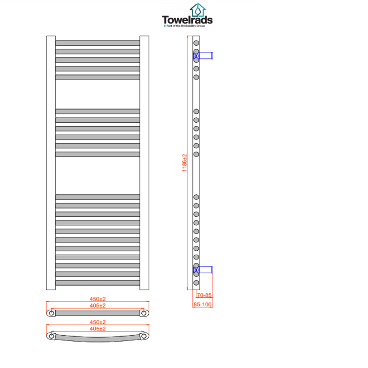 GRADE A1 - Towelrads Richmond Chrome Electric Towel Radiator 1186 x 450mm