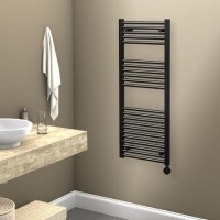 GRADE A1 - Towelrads Richmond Black Thermostatic Electric Heated Towel Rail Radiator - 691 x 450mm
