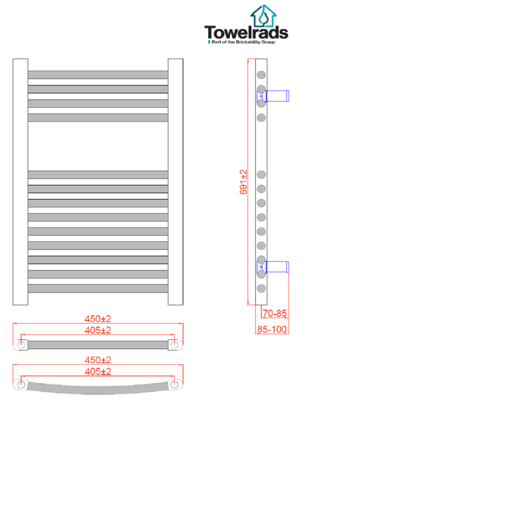 GRADE A1 - Towelrads Richmond Black Thermostatic Electric Heated Towel Rail Radiator - 691 x 450mm