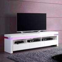 Evoque LED TV Unit in White High Gloss with 3 Touch Open Drawers  