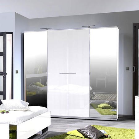 Sciae Sunrise 36 4 Door Wardrobe In White High Gloss Buy It Direct