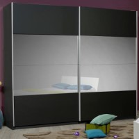 Sciae Optimus 36 2 Door Sliding Wardrobe in Black High Gloss