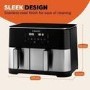 Instant Pot Dual Vortex Air Fryer PFAS Free Large 11L Twin 7L and 4L Baskets 8-in-1 Dehydrate Grill Bake Roast Reheat Non-Stick Easy Clean Dishwasher Safe Stainless Steel