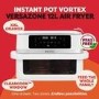 Instant Pot Vortex VersaZone 12L Air Fryer PFAS Free Large Twin 6L Baskets 8-in-1 Dehydrate Grill Bake Roast Reheat Easy Clean Dishwasher Safe White