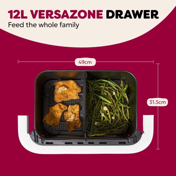 Instant Pot Vortex VersaZone 12L Air Fryer PFAS Free Large Twin 6L Baskets 8-in-1 Dehydrate Grill Bake Roast Reheat Easy Clean Dishwasher Safe White