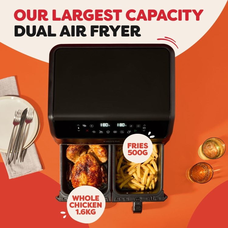 Instant Pot Vortex Dual 8-in-1 8L Air Fryer - Black