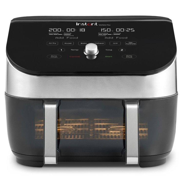 Instant Vortex Plus VersaZone 8.5L Large Air Fryer with ClearCook - Stainless Steel 