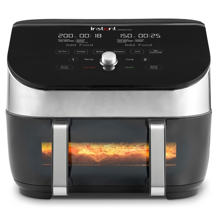 Instant Vortex Plus VersaZone 8.5L Large Air Fryer with ClearCook - Stainless Steel 