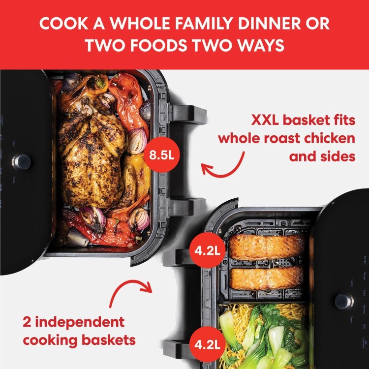 Instant Vortex Plus VersaZone 8.5L Large Air Fryer with ClearCook - Stainless Steel 