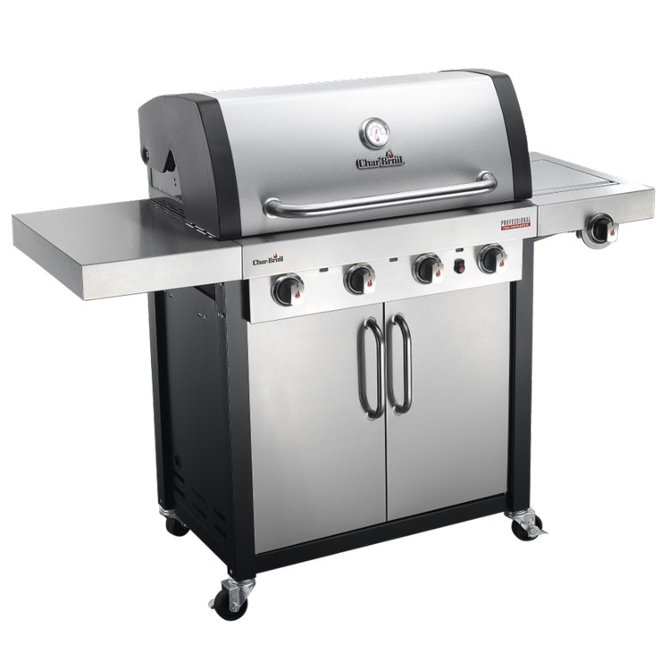 Char-Broil Professional Series 4400S - 4 Burner Gas BBQ Grill with Side Burner - Stainless Steel