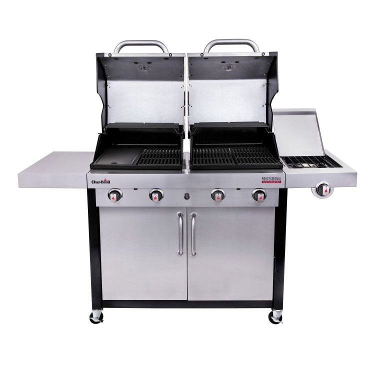Refurbished Char-Broil Professional 4600 Double Header - 4 Burner BBQ Grill with Side Burner - Stainless Steel