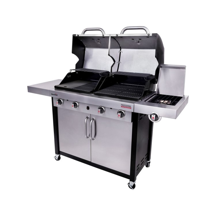 Refurbished Char-Broil Professional 4600 Double Header - 4 Burner BBQ Grill with Side Burner - Stainless Steel