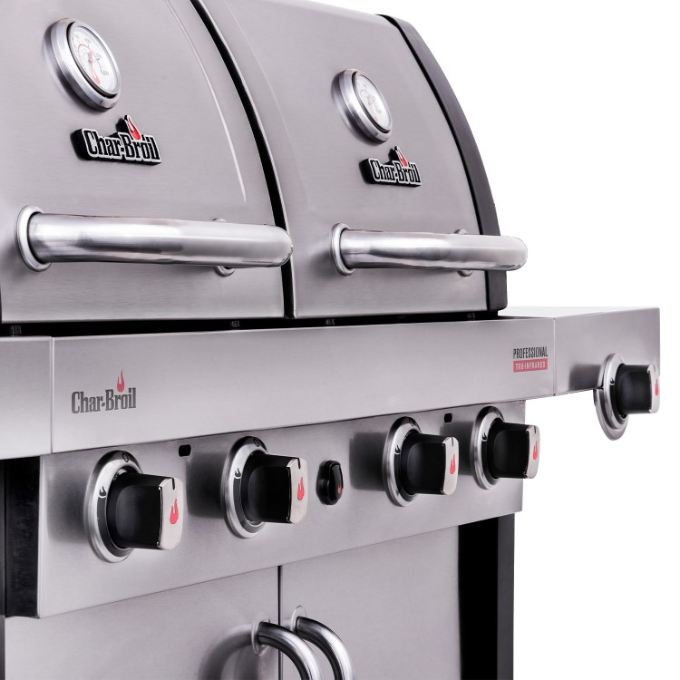Refurbished Char-Broil Professional 4600 Double Header - 4 Burner BBQ Grill with Side Burner - Stainless Steel
