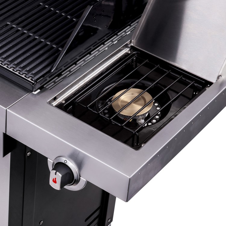 Refurbished Char-Broil Professional 4600 Double Header - 4 Burner BBQ Grill with Side Burner - Stainless Steel