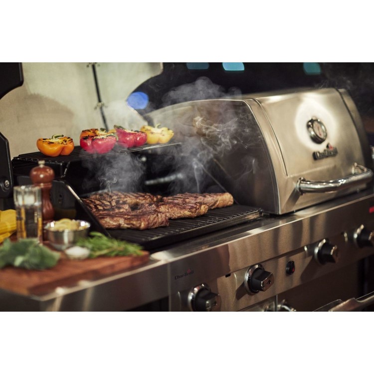 Refurbished Char-Broil Professional 4600 Double Header - 4 Burner BBQ Grill with Side Burner - Stainless Steel