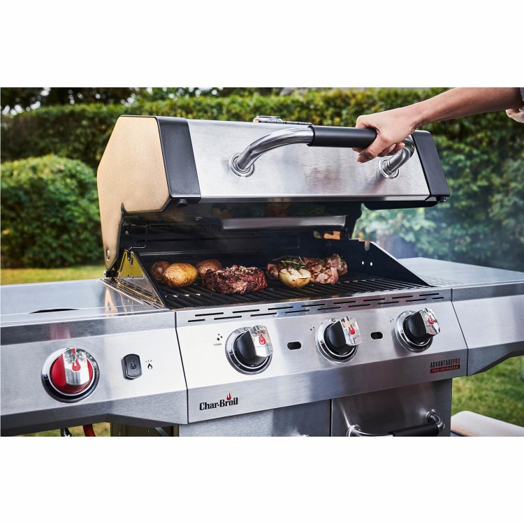 Refurbished Char-Broil Advantage PRO S 3 - 3 Burner Gas BBQ Grill with Side Burner - Silver