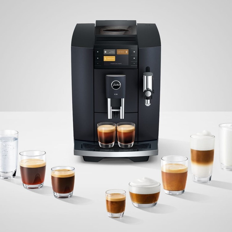 Jura E8 Bean-to-Cup Coffee Machine 15840 Piano Black One-Touch Speciality Coffee Maker