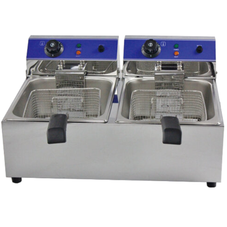 Hamoki EF-132 Electric Countertop Fryer 2 x 13ltr Twin Tank 2 x 3kW 13amp - Commercial Catering Model