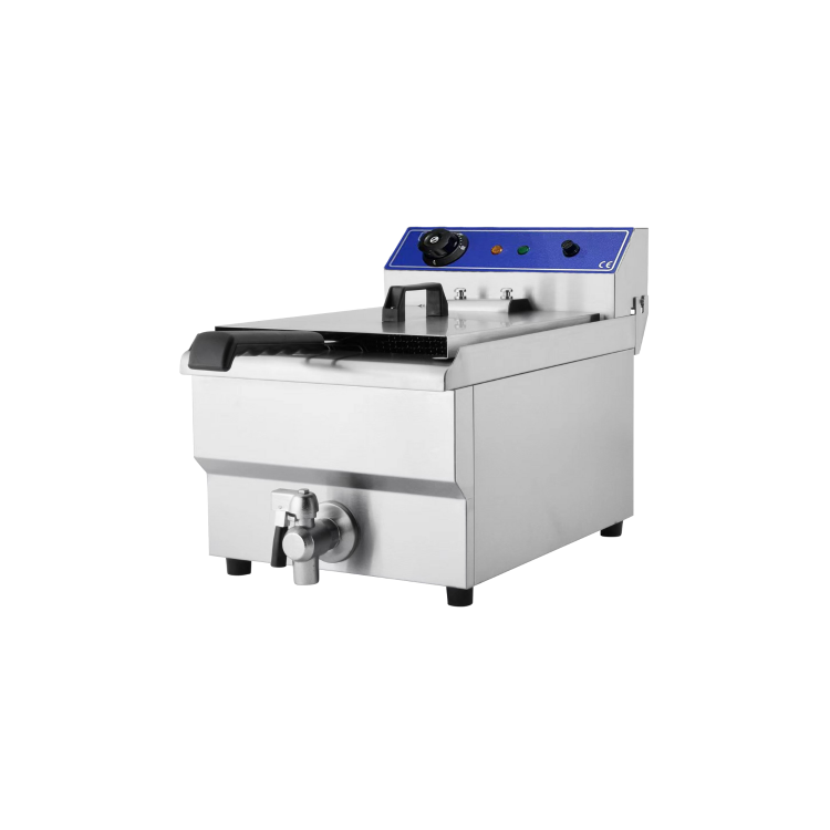 Hamoki EF-131V Electric Countertop Fryer 13ltr Single Tank With Drain Tap - 3kW- Commercial Catering Model