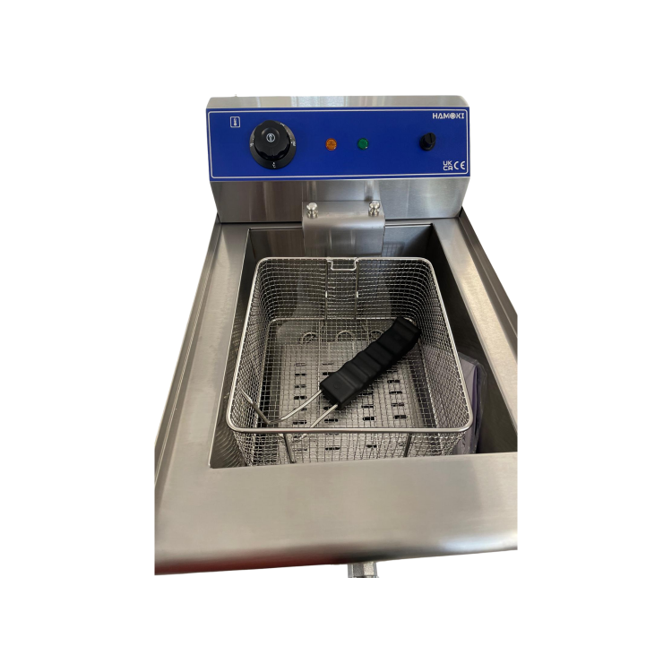 Hamoki EF-131V Electric Countertop Fryer 13ltr Single Tank With Drain Tap - 3kW- Commercial Catering Model