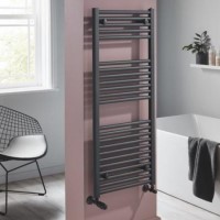 GRADE A1 - Pisa Black Heated Towel Rail - 1200 x 400mm