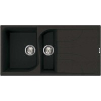 1.5 Bowl Inset Black Granite Composite Kitchen Sink with Reversible Drainer - Reginox