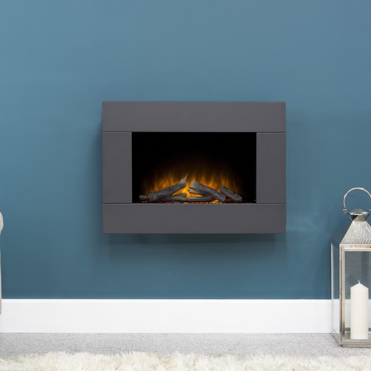 Adam Electric Wall Mounted Fire in Black - Carina
