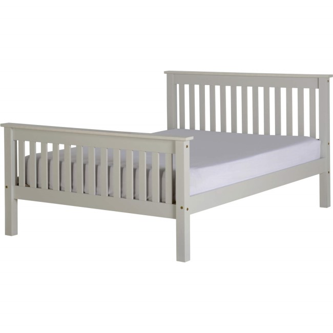 Grey Scandi Double Bed Frame with Footboard - Monaco - Seconique