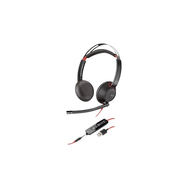 Poly Blackwire C5220 Series Double Sided On-ear USB with Microphone Headset