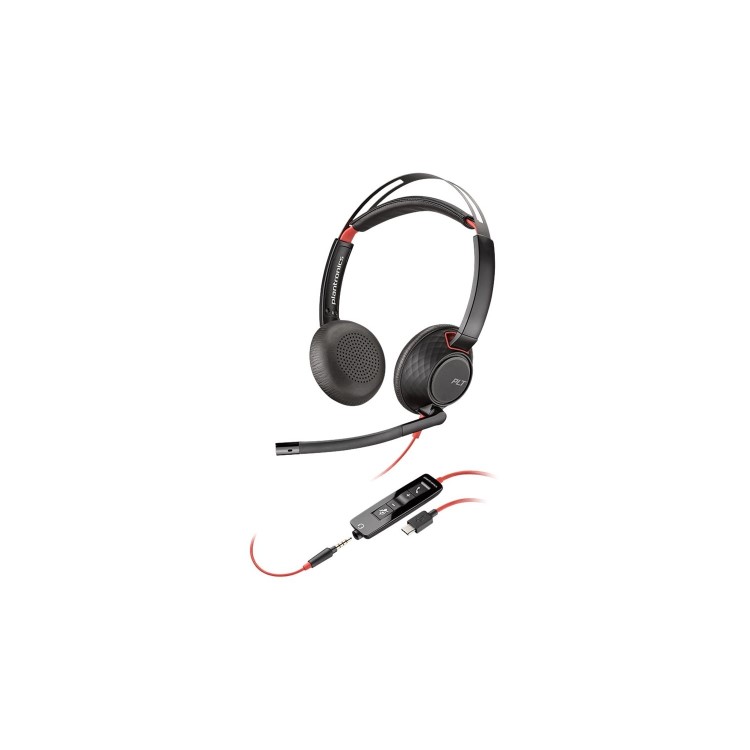 Poly Blackwire C5220 Series Double Sided On-ear USB with Microphone Headset
