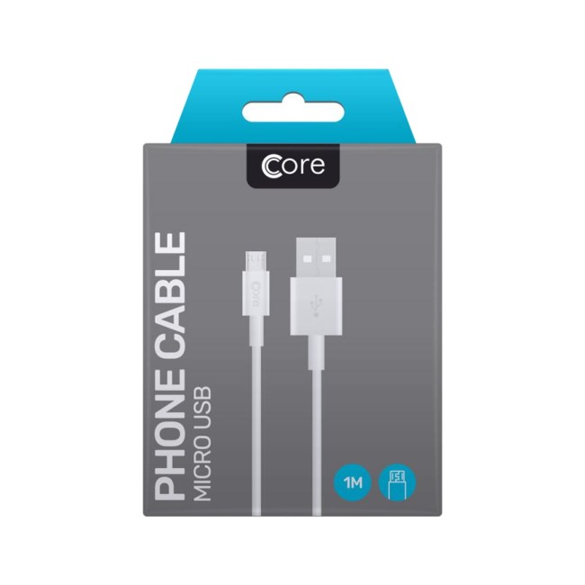 Core Micro USB Cable 1m White