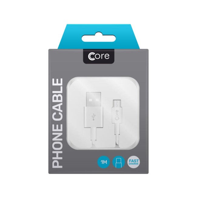 Core USB Type-C Cable in Case 1M White Fast Charge