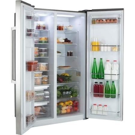 Refurbished Hoover HSBSF 178XK Freestanding 568 Litre American Fridge Freezer Stainless Steel