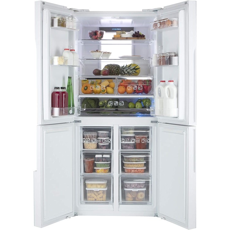 Refurbished Hoover HFDN180UK Freestanding 422 Litre 65/35 American Fridge Freezer