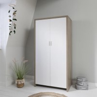 Nursery Wardrobe with Shelves in White and Oak - Modena - Tutti Bambini
