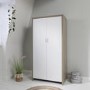 Nursery Wardrobe with Shelves in White and Oak - Modena - Tutti Bambini