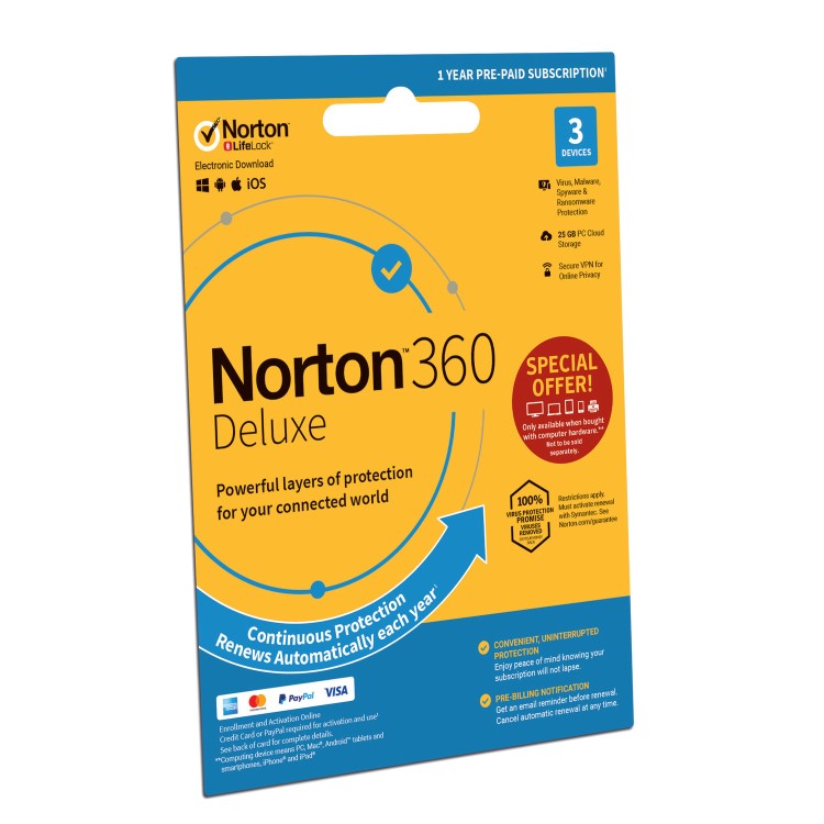 Box Opened Norton 360 Internet Security with VPN 3 Devices 12 Month Subscription