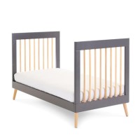 Maya Grey and Wood Convertible Toddler Bed - Obaby
