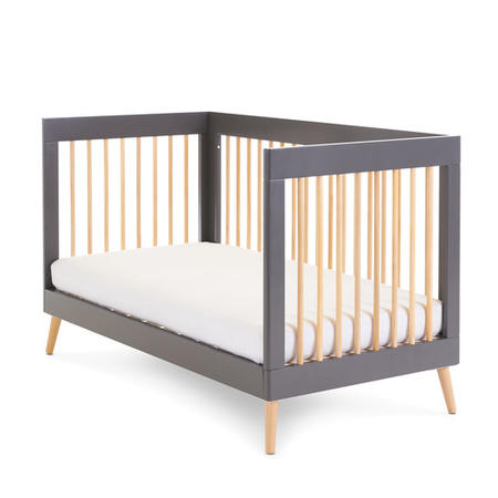 Maya Grey and Wood Convertible Toddler Bed - Obaby