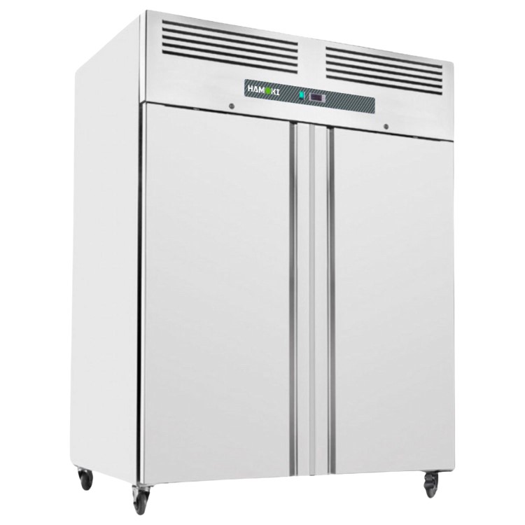 Refurbished Hamoki GN1410TN Double Door Stainless Steel Refrigerator -  1375ltr Gross Capacity - GN2/1