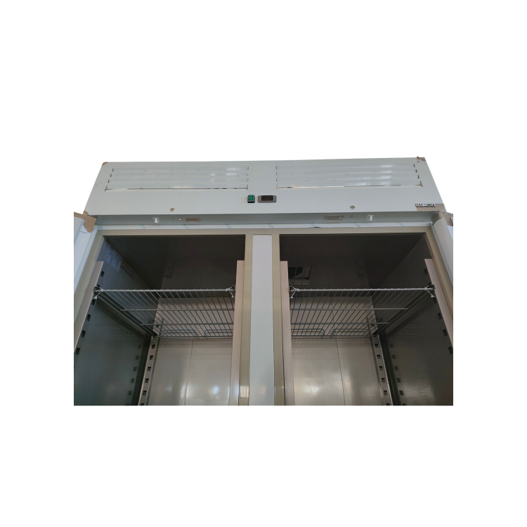 Refurbished Hamoki GN1410BT Double Door Stainless Steel Freezer -  1375ltr Gross Capacity - GN2/1 - Ventilated Cooling - Fitted Castors