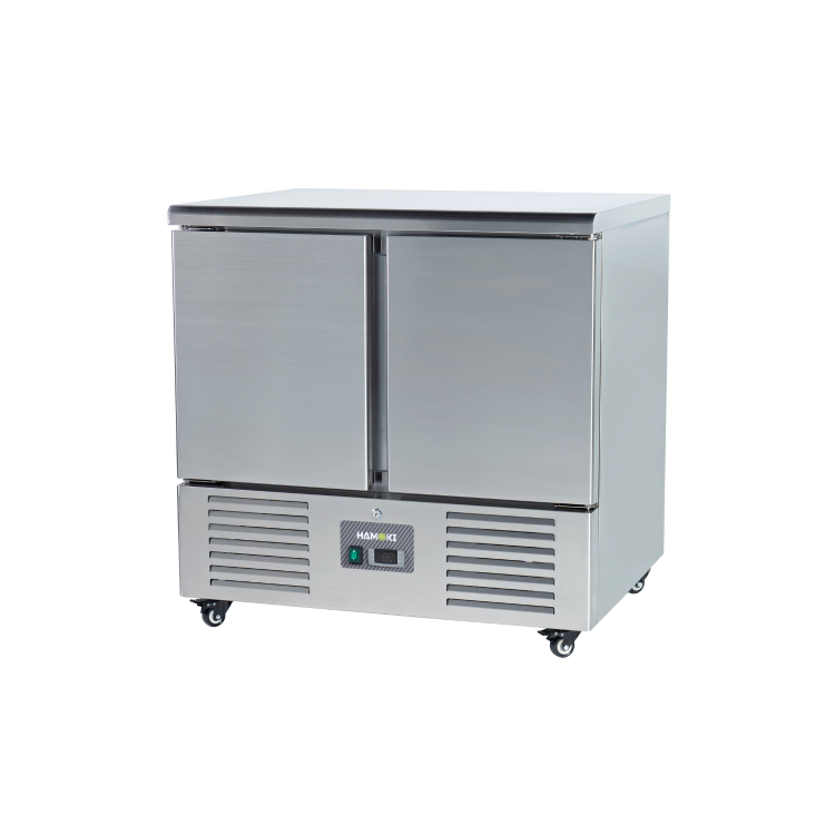 Refurbished Hamoki S901 2 Door Saladette Prep Counter Fridge 215 Ltr Solid Top