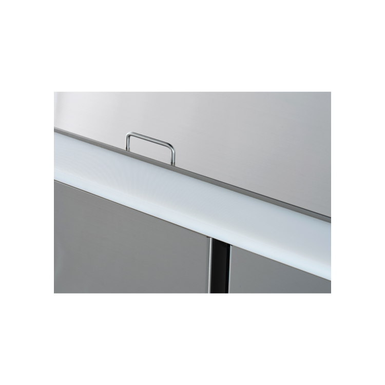 Refurbished Hamoki S903 3 Door Refrigerated Salad Prep Counter 4 x 1/1 GN Top Stainless Steel Lid And Polyethylene Cutting Board 346ltr