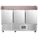 A2/221042-HAM Refurbished Hamoki PZ903 - 3 Door Refrigerated Pizza Prep - Saladette Counter with Granite Worktop and Castors - 346ltr