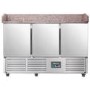 Refurbished Hamoki PZ903 - 3 Door Refrigerated Pizza Prep - Saladette Counter with Granite Worktop and Castors - 346ltr