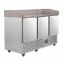 Refurbished Hamoki PZ903 - 3 Door Refrigerated Pizza Prep - Saladette Counter with Granite Worktop and Castors - 346ltr