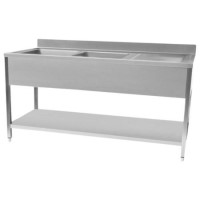 Refurbished STSK-167R Hamoki 1600mm Wide Double Bowl Stainless Steel Sink Right Hand Drainer 700mm Deep